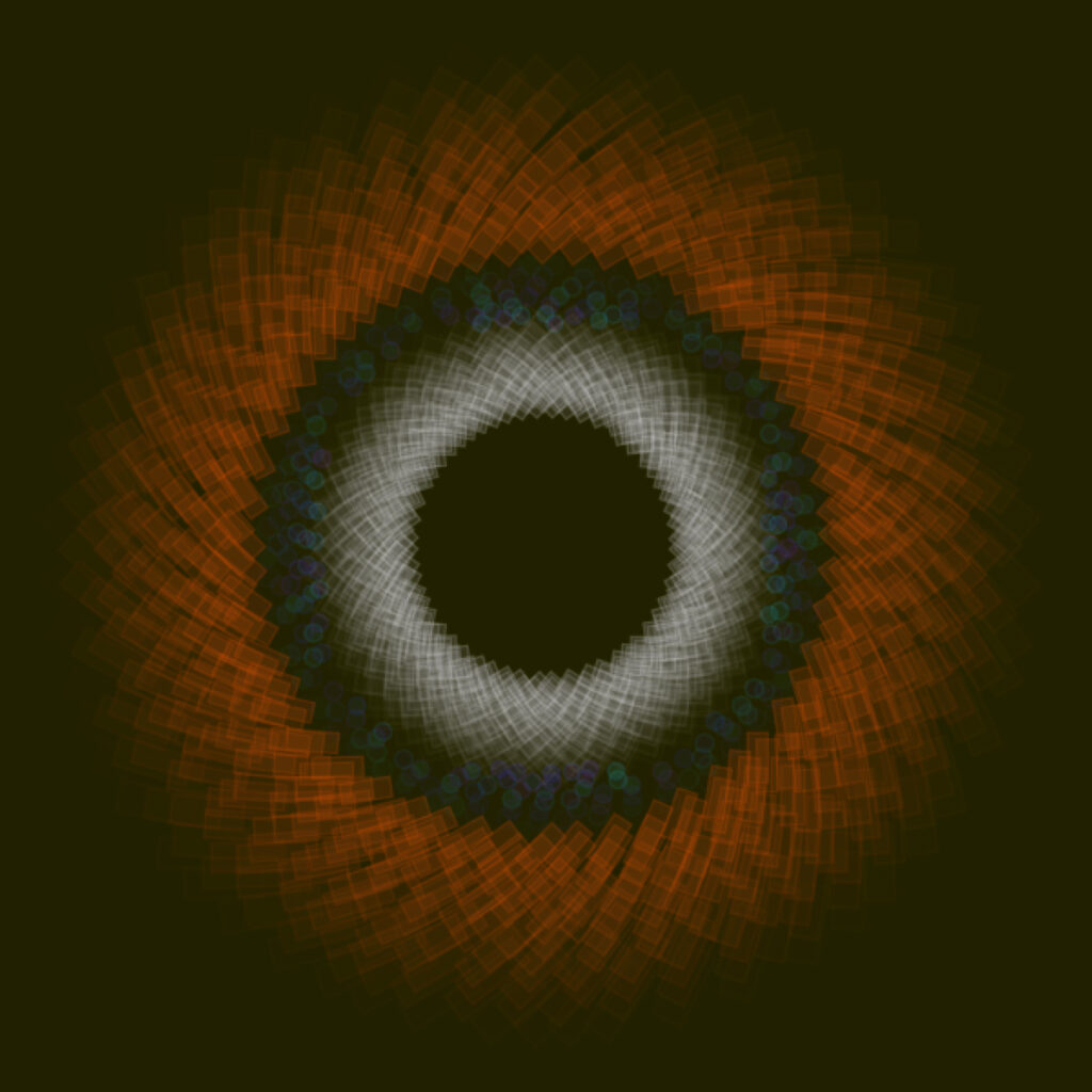 Image showing a javascript-based generative art image, "Crimson Iris (rectangular)"